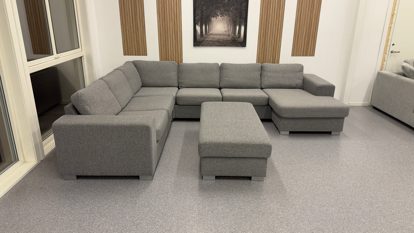 Vendbar Sunday U-sofa med oppbevaring & puff - Adoua Sofa