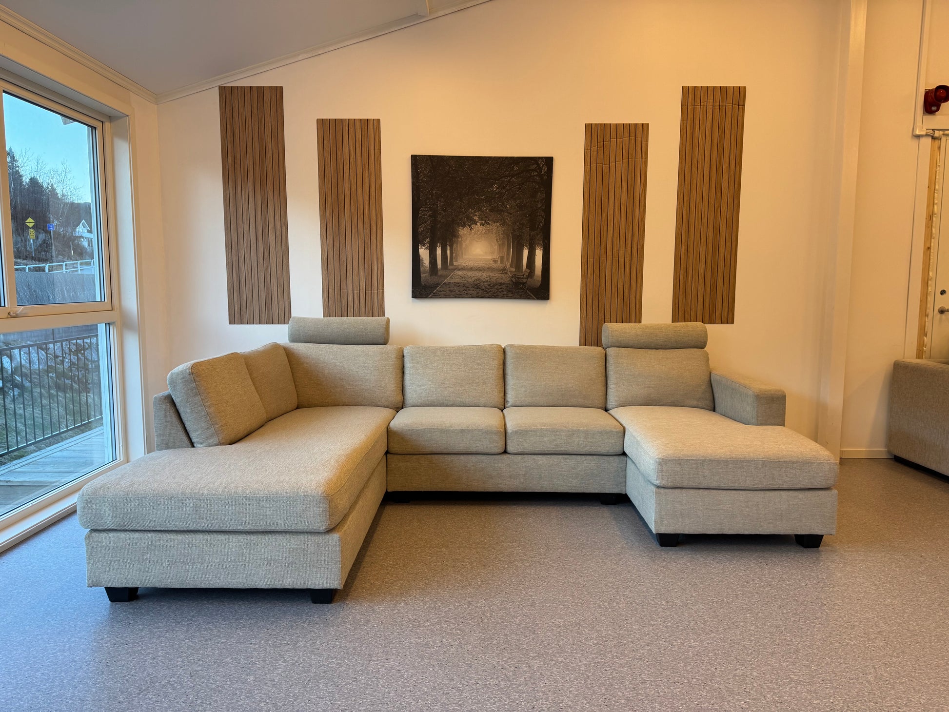 Beige U sofa med justerbare nakkestøtter - Adoua Sofa
