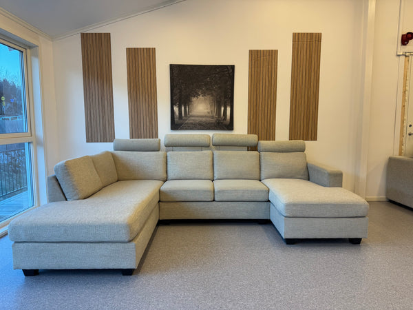 Beige U sofa med justerbare nakkestøtter - Adoua Sofa