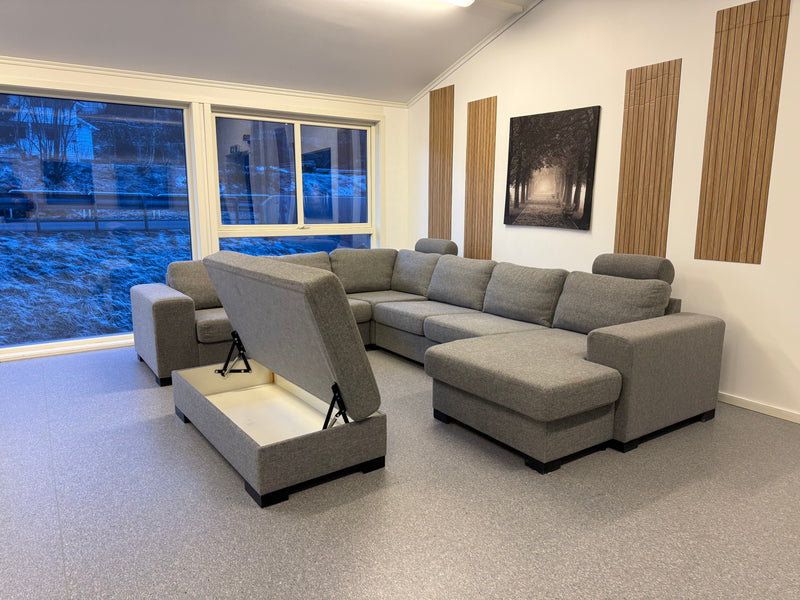 Vendbar Sunday hjørnesofa med puff & nakkestøtter - Adoua Sofa