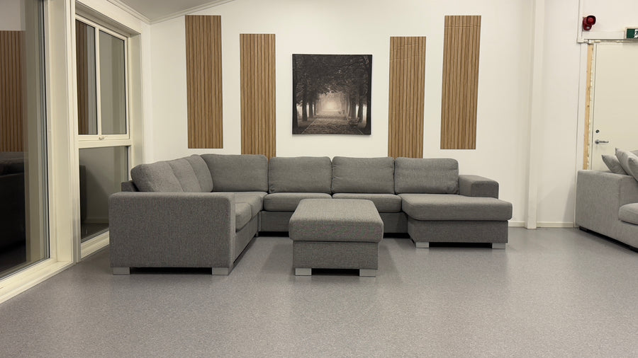 Vendbar Sunday U-sofa med oppbevaring & puff - Adoua Sofa